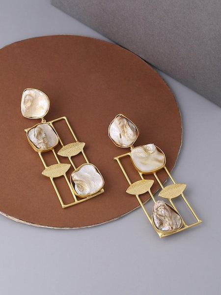 Gold Toned Contemporary Drop Earrings, Indian Earrings For Women, Engagement Earrings, Bollywood Style Earrings, Earrings With Stones VitansEthnics