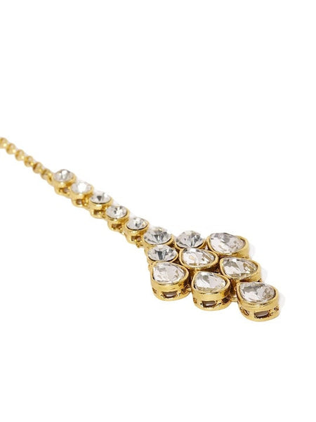 Gold-Toned Traditional Jewellery Set, Indian Necklace Earrings Maangtikka Set, Bollywood Jewelry Set, Kundan jewellery Set VitansEthnics
