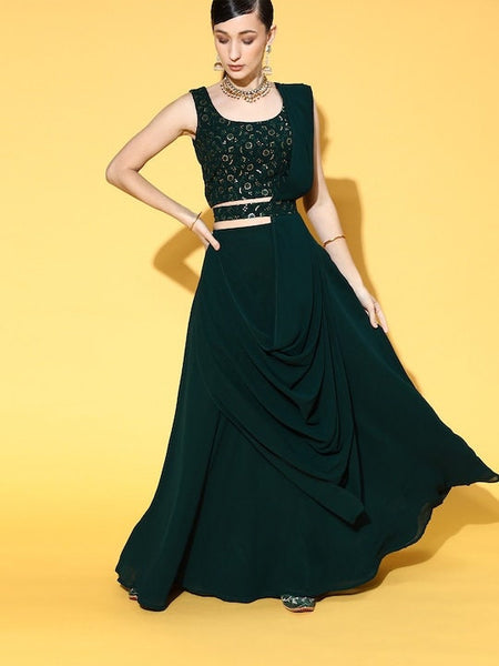 Designer Indian Crop Top With Skirt And Dupatta Set, Indian Blouse With Skirt Set, Indo Western Dress For Women, Indian Dress, Lehenga Choli VitansEthnics