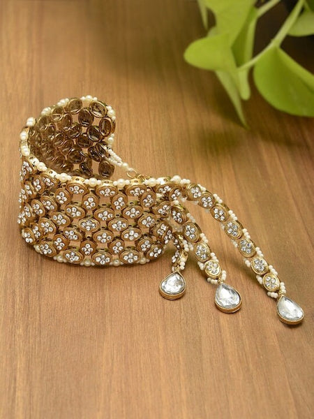 Gold-Plated Studded Wraparound Bracelet For Women, Indian Bracelet, Bracelet For Wedding, Pearl Bracelet VitansEthnics