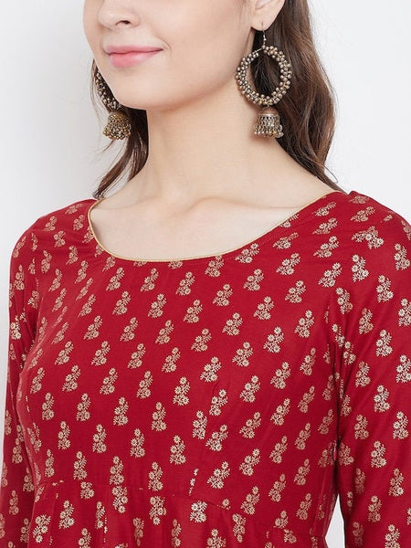 Golden Printed Empire Anarkali Kurta For Women, Indian Dress For Women, Printed Indo Western Outfit, Anarkali Dress, Kurta, Fusion Dress VitansEthnics