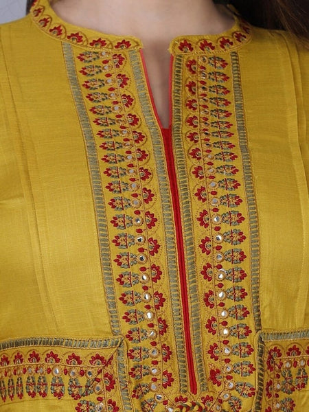 Yellow Ethnic Motifs Embroidered Layered Kurta For Women, Indian Dress For Women, Printed Indo Western Outfit, Anarkali Dress, Fusion Dress VitansEthnics