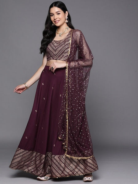 Printed Sequin Foil Print Ready to Wear Lehenga & Blouse With Dupatta, Indo Western Set for women, Indian Wedding wear outfit, Lehenga Choli VitansEthnics