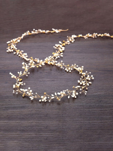 Gold-Toned & White Embellished Hair Accessory VitansEthnics
