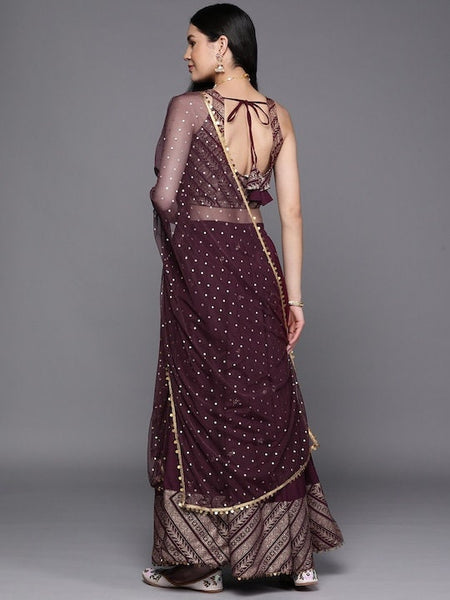 Printed Sequin Foil Print Ready to Wear Lehenga & Blouse With Dupatta, Indo Western Set for women, Indian Wedding wear outfit, Lehenga Choli VitansEthnics