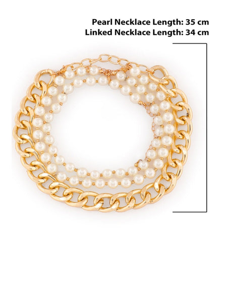 Gold Toned & White Choker Necklace VitansEthnics