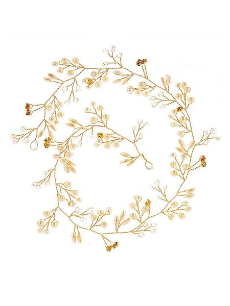 Gold-Toned & White Embellished Hair Accessory VitansEthnics