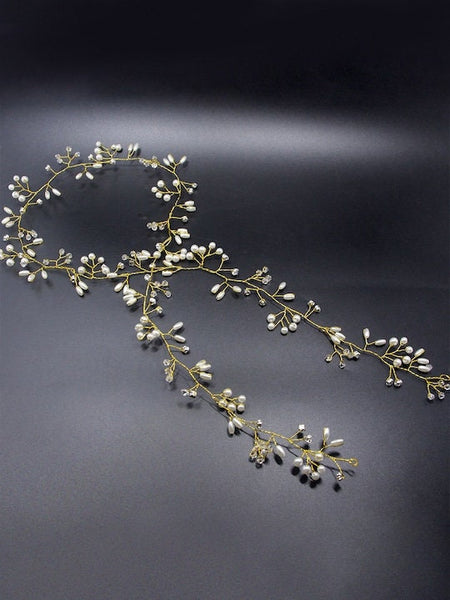 Gold-Toned & White Embellished Hair Accessory VitansEthnics