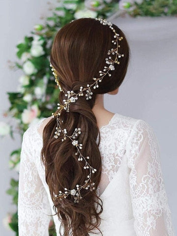 Gold-Toned & White Embellished Hair Accessory VitansEthnics