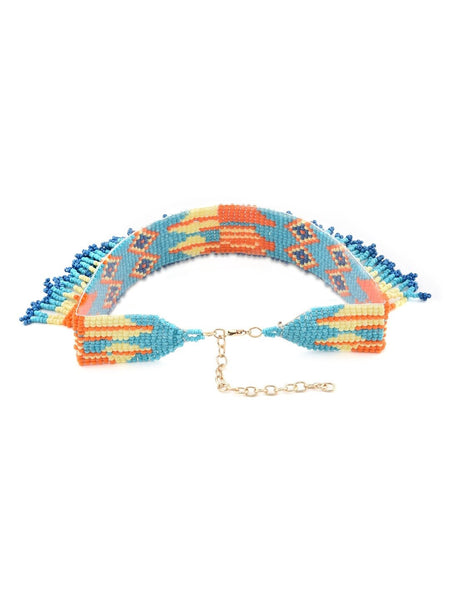 Blue & Orange Choker Necklace VitansEthnics