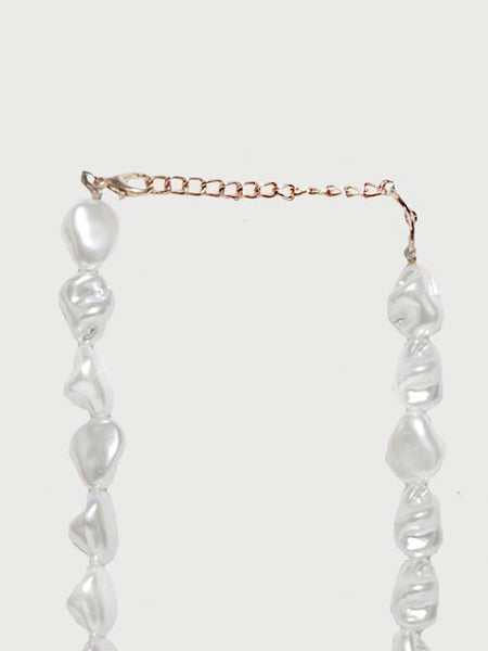 White Gold-Plated Baroque Pearl Choker Necklace, Choker Necklace For Women, Indian Choker, Contemporary Choker Necklace VitansEthnics