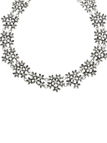 Silver-Plated & Black Rhinestone Choker, Choker Necklace For Women, Indian Choker, Contemporary Choker Necklace VitansEthnics