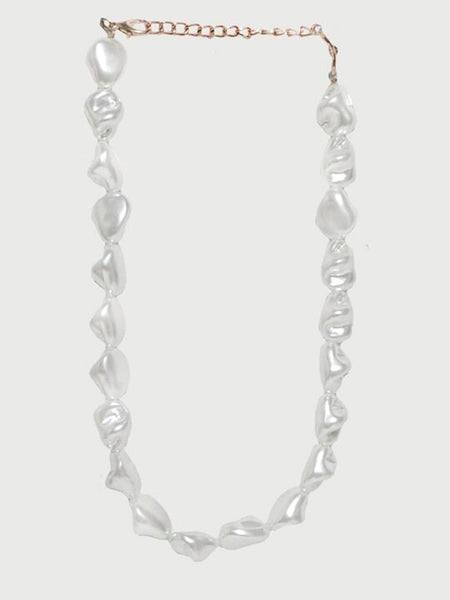 White Gold-Plated Baroque Pearl Choker Necklace, Choker Necklace For Women, Indian Choker, Contemporary Choker Necklace VitansEthnics