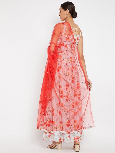 Women Floral Printed Regular Top with Skirt & Dupatta, Indian Crop Top with Skirt Dupatta, Indian Wedding Outfits, Indian Ethnic Wear VitansEthnics
