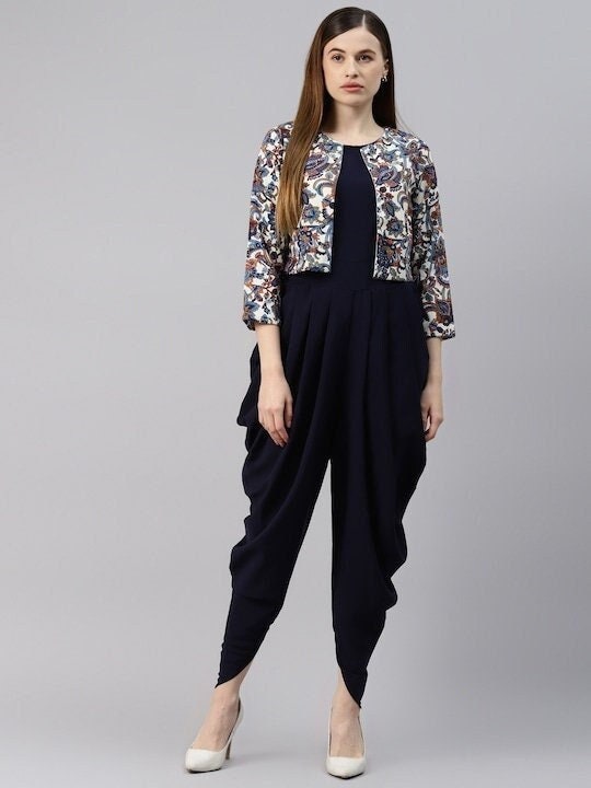 Designer Indian Dhoti Jumpsuit With Jacket For Women, Dhoti Dress For Women, Dhoti Suit Set, Indo Western Dress, Indian Dress, Dhoti Set VitansEthnics