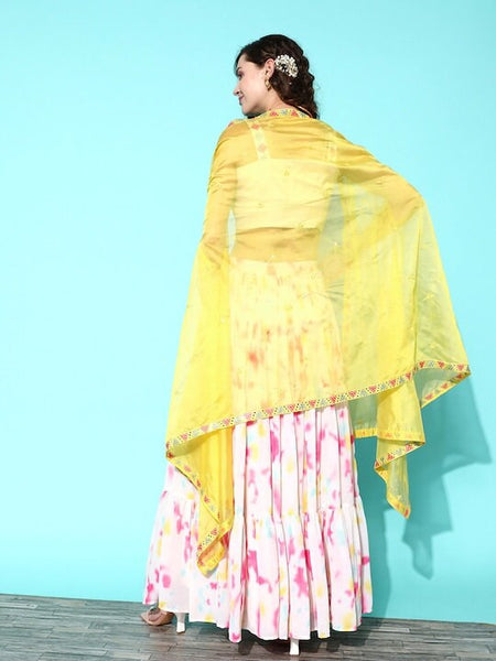Designer Indian Embroidered Crop Top With Skirt And Dupatta Set, Indo Western Dress For Women, Indian Dress, Lehenga Choli VitansEthnics