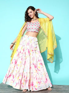 Designer Indian Embroidered Crop Top With Skirt And Dupatta Set, Indo Western Dress For Women, Indian Dress, Lehenga Choli VitansEthnics