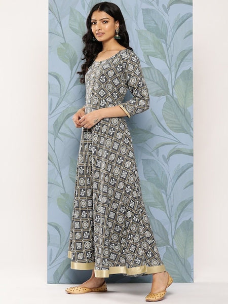 Floral Ethnic Printed Maxi Dress, Indo Western Dress For Women, Indian Dress, Fusion Dress, Anarkali Dress, Indian Gown VitansEthnics