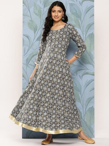 Floral Ethnic Printed Maxi Dress, Indo Western Dress For Women, Indian Dress, Fusion Dress, Anarkali Dress, Indian Gown VitansEthnics