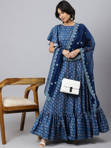 Designer Indian Ikat Printed Crop Top With Skirt And Dupatta Set, Indo Western Dress For Women, Indian Dress, Lehenga Choli, Fusion Outfit VitansEthnics