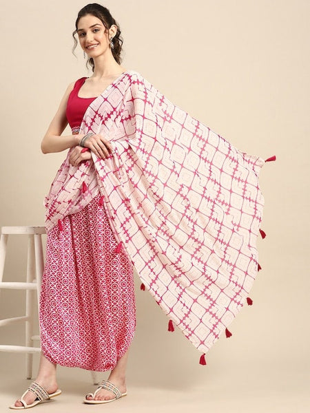 Embroidered Dhoti Saree Set, Dhoti Suit Set For Women, Indian Blouse Dhoti Pants And Attached Dupatta Set, Indo Western Dress, Indian Dress VitansEthnics