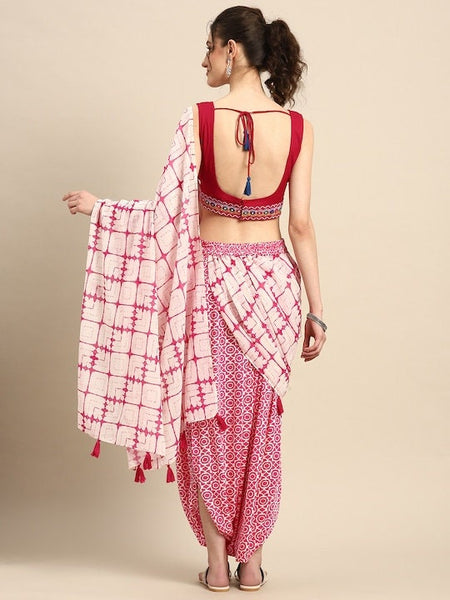 Embroidered Dhoti Saree Set, Dhoti Suit Set For Women, Indian Blouse Dhoti Pants And Attached Dupatta Set, Indo Western Dress, Indian Dress VitansEthnics