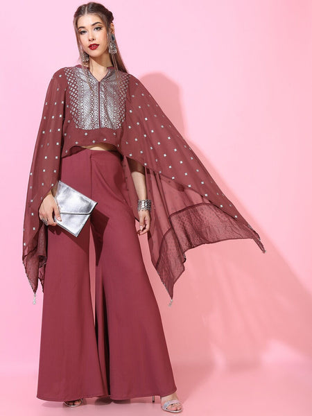 Maroon Printed Kaftan Top With Flared Palazzo For Women, Kaftan top & Palazzo set, Indian Suit Set, Indo Western Outfit, Indian Dress VitansEthnics