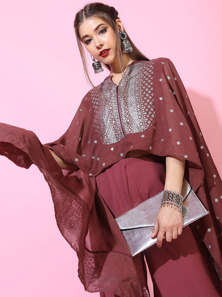 Maroon Printed Kaftan Top With Flared Palazzo For Women, Kaftan top & Palazzo set, Indian Suit Set, Indo Western Outfit, Indian Dress VitansEthnics