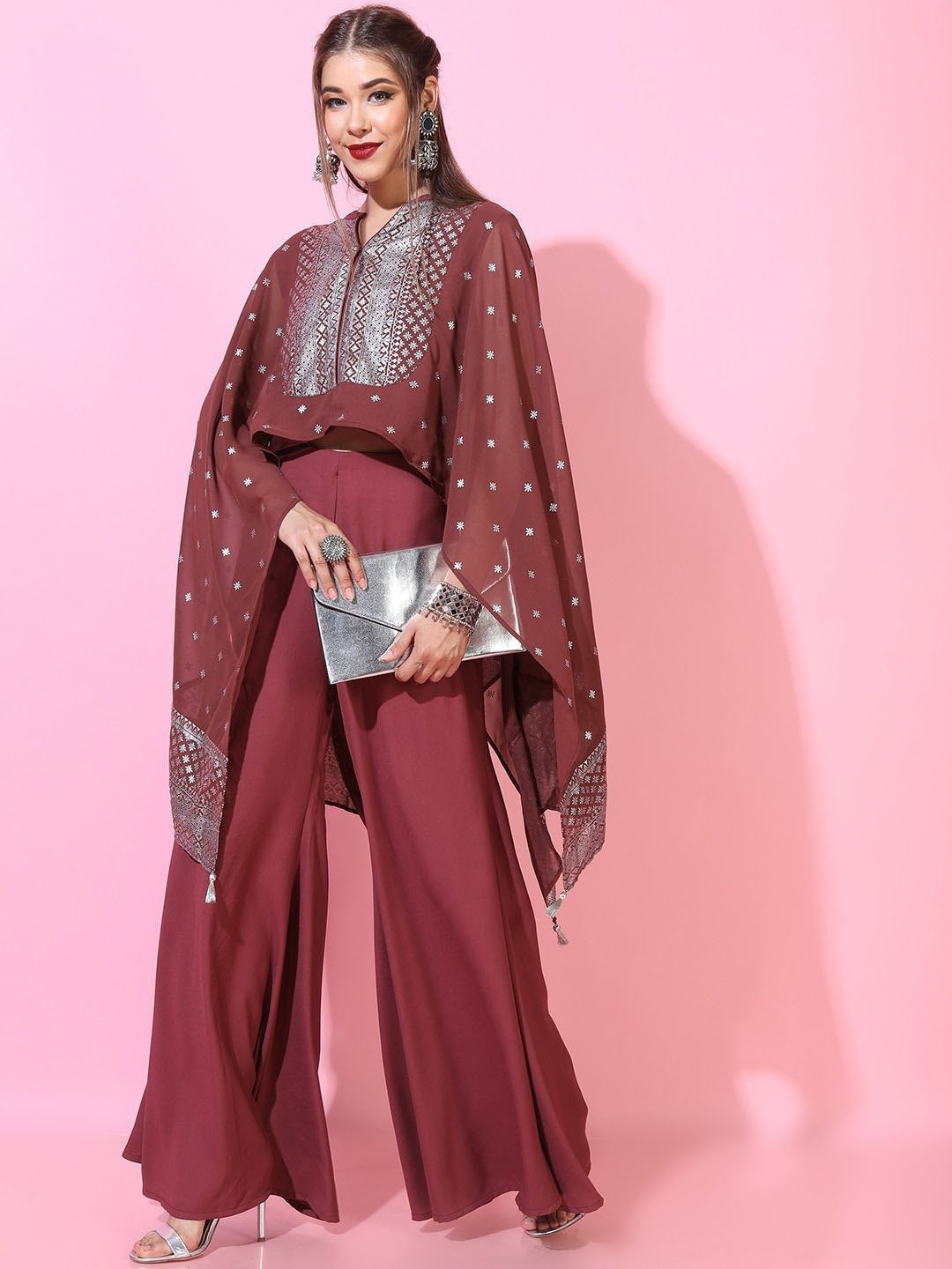 Maroon Printed Kaftan Top With Flared Palazzo For Women, Kaftan top & Palazzo set, Indian Suit Set, Indo Western Outfit, Indian Dress VitansEthnics