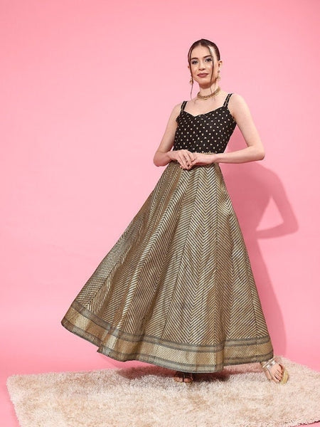 Chevron Printed Ethnic Maxi Dress For Women, Indo Western Dress, Indian Dress, Wedding Wear outfit, Anarkali Dress For Women, Fusion Outfit VitansEthnics