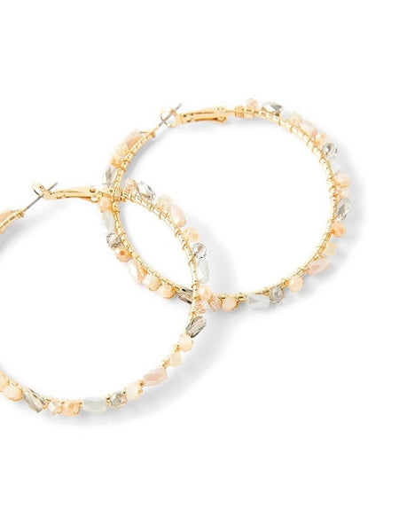 Pink Raw Facet Beaded Hoops Earrings For Women & Girls, Classic Earrings For Women, Drop Earrings, Contemporary Earrings Set, Indian Jewelry VitansEthnics