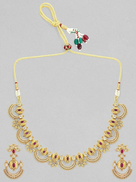 24K Gold Plated Handcrafted Intricate Choker Jewellery Set For Women, Indian Choker With Earrings Set, Contemporary Choker Necklace VitansEthnics