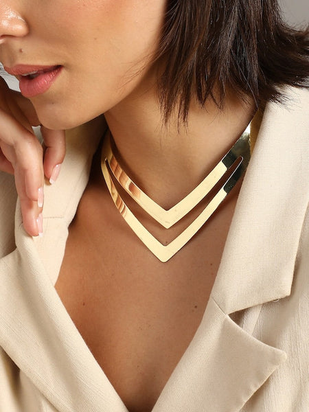Gold-Toned Alloy Gold-Plated Choker Necklace, Choker Necklace For Women, Indian Choker, Contemporary Choker Necklace, Handmade Jewelry VitansEthnics