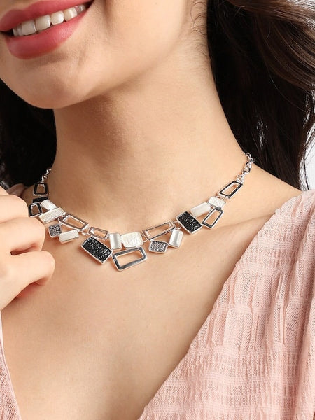 Silver-Plated Choker, Choker Necklace For Women, Indian Choker, Contemporary Choker Necklace, Gift For Her, Handmade Jewelry VitansEthnics