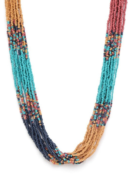 Multicoloured Beaded Layered Necklace For Women & Girls