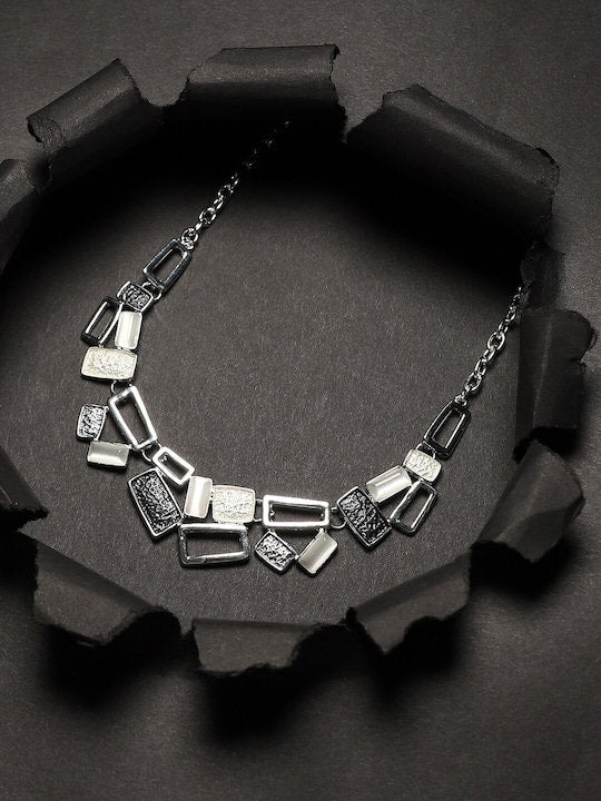Silver-Plated Choker, Choker Necklace For Women, Indian Choker, Contemporary Choker Necklace, Gift For Her, Handmade Jewelry VitansEthnics