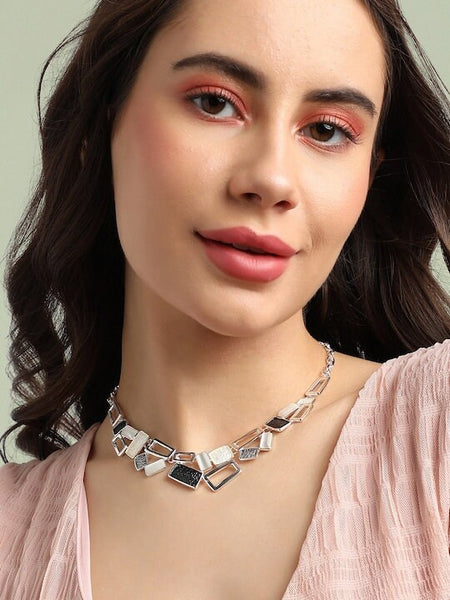 Silver-Plated Choker, Choker Necklace For Women, Indian Choker, Contemporary Choker Necklace, Gift For Her, Handmade Jewelry VitansEthnics
