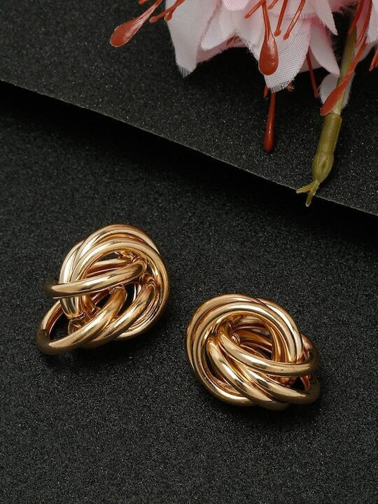 Gold-Plated Handcrafted Stud Earrings For Women & Girls, Classic Earrings, Statement Earrings, Contemporary Earrings, Handcrafted Jewelry VitansEthnics