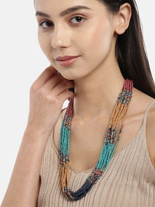 Multicoloured Beaded Layered Necklace For Women & Girls
