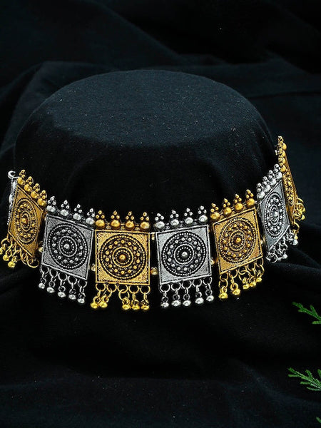 Gold-Plated & Silver-Plated Temple Design Choker Necklace For Women