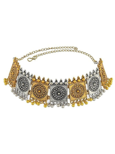 Gold-Plated & Silver-Plated Temple Design Choker Necklace For Women