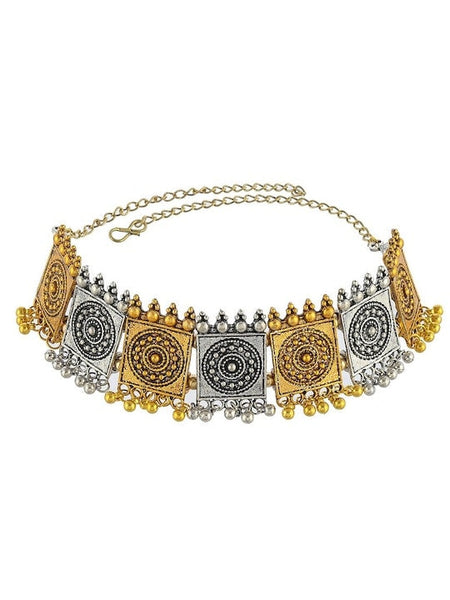 Gold-Plated & Silver-Plated Temple Design Choker Necklace For Women
