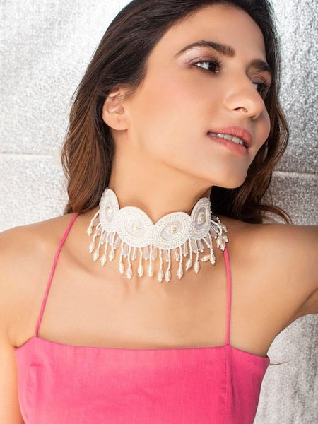 Pearl Beaded Choker Necklace For Women