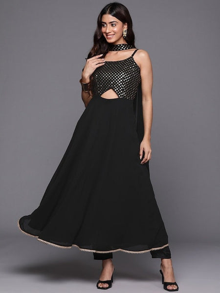Sequin Embroidery Kurta With Trousers & Dupatta Set For Women, Kurti Set For Women, Indian Suit, Indo Western Outfit, Wedding Indian Dress VitansEthnics