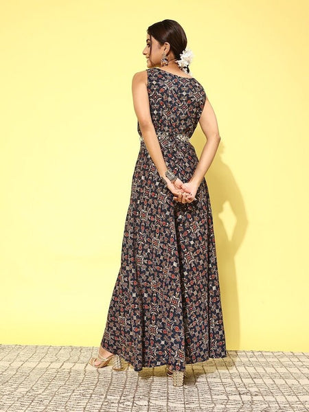 Indian Printed Flared Jumpsuit For Women, Indian Dress, Indo Western Dress, Jumpsuit For Women, Maxi Dress, Fusion Outfit VitansEthnics
