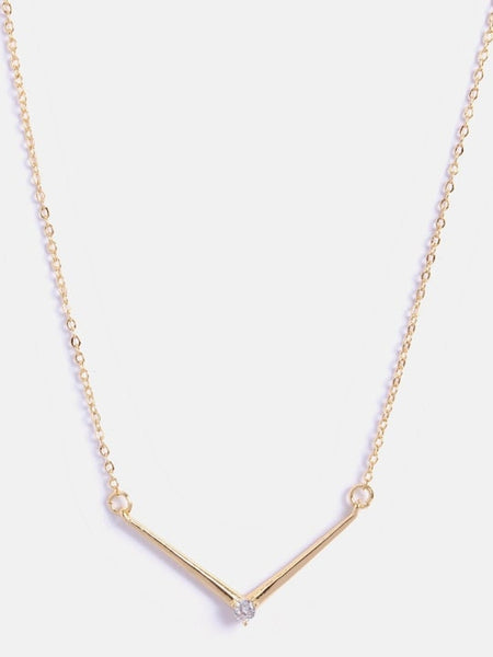 Gold-Toned Brass Gold-Plated Minimal Necklace For Women & Girls