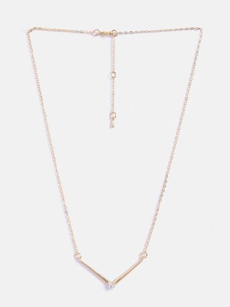 Gold-Toned Brass Gold-Plated Minimal Necklace For Women & Girls