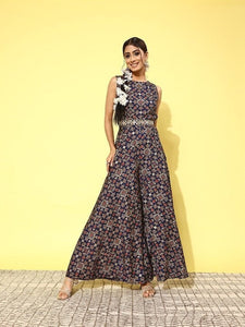 Indian Printed Flared Jumpsuit For Women, Indian Dress, Indo Western Dress, Jumpsuit For Women, Maxi Dress, Fusion Outfit VitansEthnics