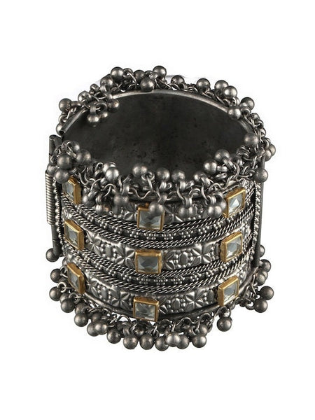 Oxidised Silver Plated Bangle Style Bracelet For Women