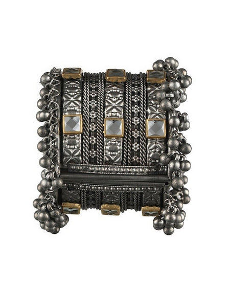 Oxidised Silver Plated Bangle Style Bracelet For Women